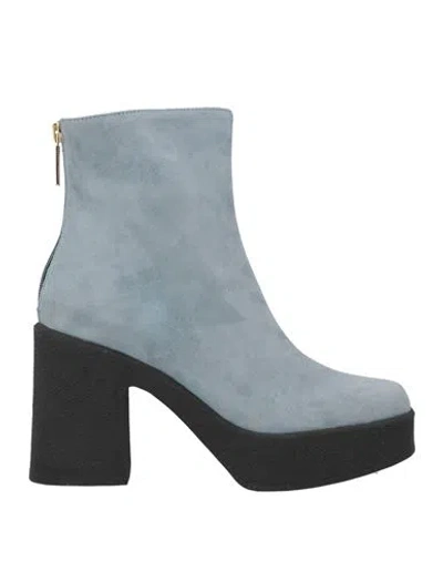 Pollini Woman Ankle Boots Light Blue Size 7 Leather