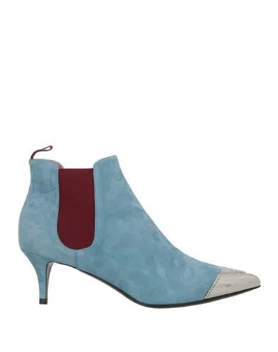 Pollini Woman Ankle Boots Light Blue Size 8 Leather
