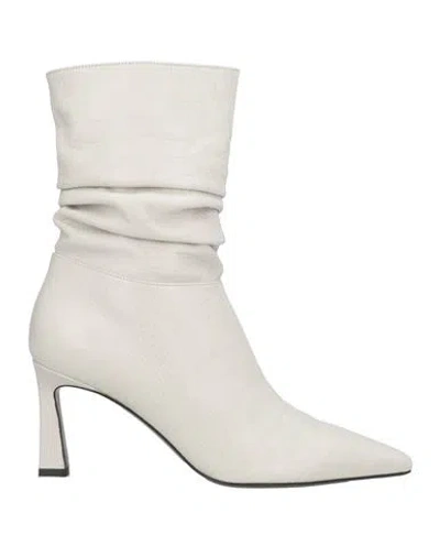 Pollini Woman Ankle Boots Light Grey Size 6 Leather In Gray