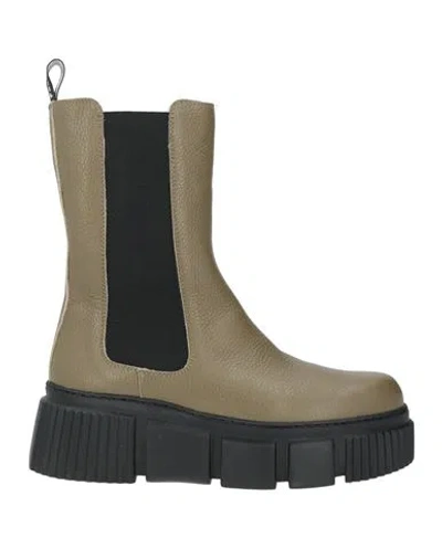 Pollini Woman Ankle Boots Military Green Size 8 Soft Leather