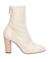Pollini Woman Ankle Boots Off White Size 9 Textile Fibers In Off White