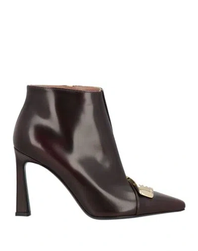Pollini Woman Ankle Boots Plum Size 6.5 Calfskin In Purple