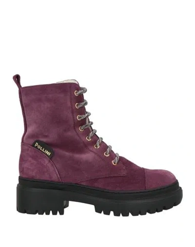 Pollini Woman Ankle Boots Plum Size 8 Leather In Purple