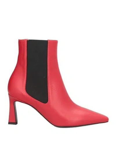 Pollini Woman Ankle Boots Red Size 7 Calfskin