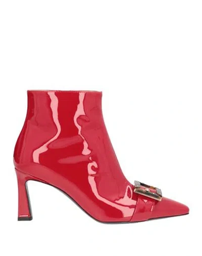 Pollini Woman Ankle Boots Red Size 8 Leather In Multi