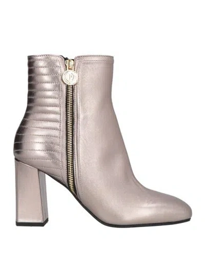 Pollini Woman Ankle Boots Silver Size 8 Leather