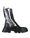 Pollini Woman Ankle Boots Silver Size 9 Calfskin, Synthetisches Material