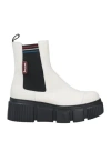 Pollini Woman Ankle Boots White Size 7 Leather, Textile Fibers In White