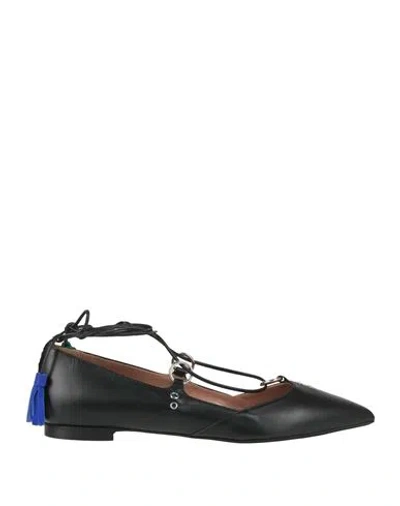 Pollini Woman Ballet Flats Black Size 5 Calfskin