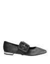 Pollini Woman Ballet Flats Black Size 11 Textile Fibers In Black