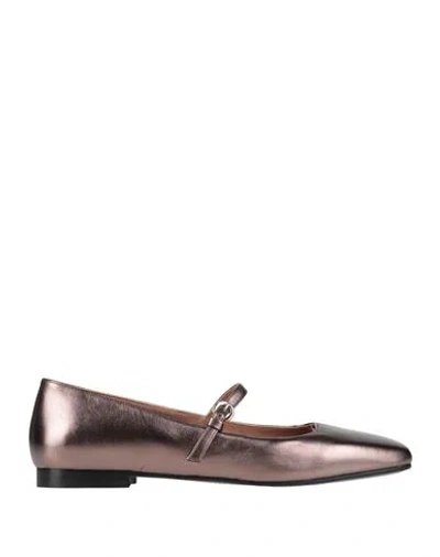 Pollini Woman Ballet Flats Bronze Size 8 Leather In Multi