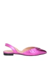 Pollini Woman Ballet Flats Fuchsia Size 6 Leather, Polyolefin In Pink