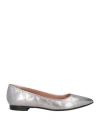 Pollini Woman Ballet Flats Gunmetal Size 8 Leather In Silver