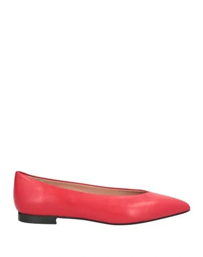 Pollini Woman Ballet Flats Red Size 6 Leather