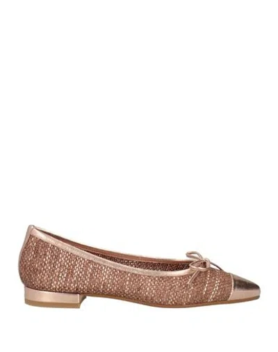 Pollini Woman Ballet Flats Rose Gold Size 6 Textile Fibers In Brown