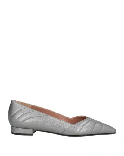 Pollini Woman Ballet Flats Silver Size 8 Leather
