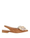 Pollini Woman Ballet Flats Tan Size 6 Leather In Brown