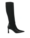 Pollini Woman Boot Black Size 5 Calfskin, Textile Fibers In Black