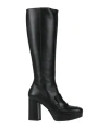Pollini Woman Boot Black Size 8 Leather In Black