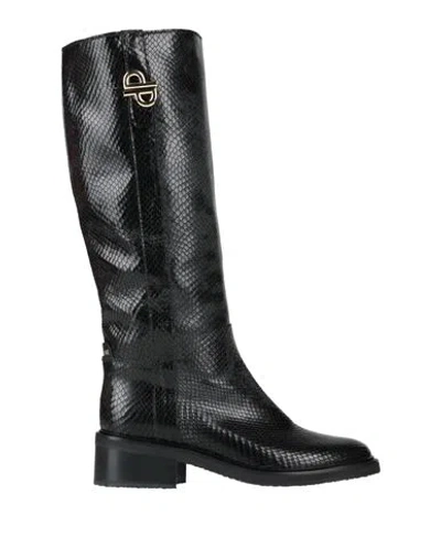Pollini Woman Boot Black Size 8 Leather In Multi