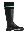 Pollini Woman Boot Black Size 8 Leather, Textile Fibers In Black
