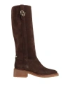 Pollini Woman Boot Dark Brown Size 7.5 Soft Leather In Brown