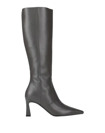 Pollini Woman Boot Lead Size 7 Leather In Grey