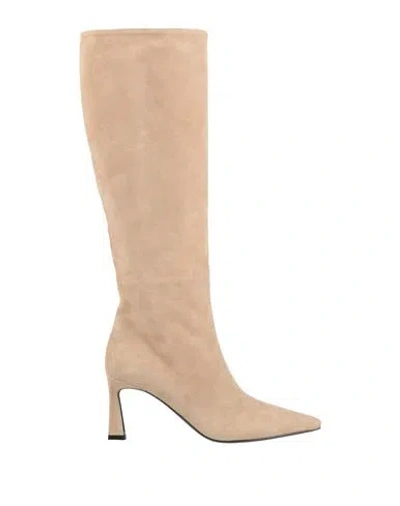 Pollini Woman Boot Sand Size 8 Leather In Beige