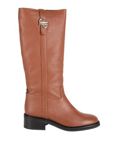 Pollini Woman Boot Tan Size 8 Leather In Brown