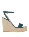 Pollini Woman Espadrilles Deep Teal Size 8 Leather In Green