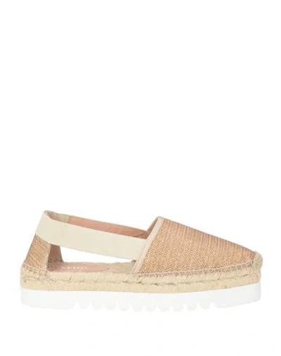 Pollini Woman Espadrilles Gold Size 9 Leather, Textile Fibers In Neutral