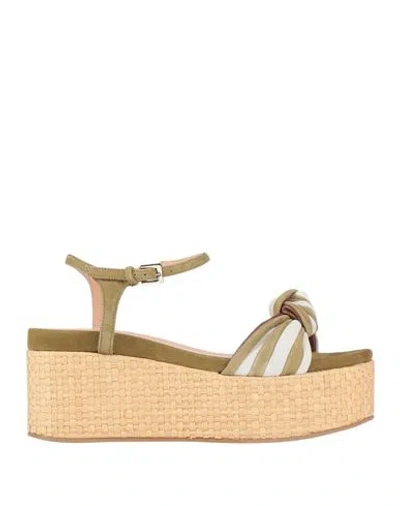 Pollini Woman Espadrilles Military Green Size 9 Leather