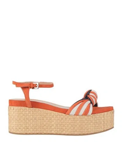 Pollini Woman Espadrilles Orange Size 9 Leather
