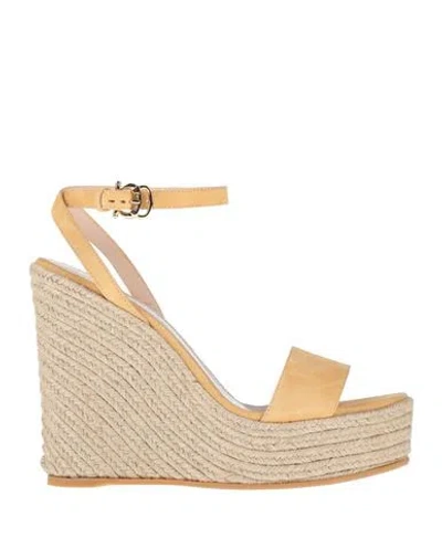 Pollini Woman Espadrilles Pastel Yellow Size 8 Leather