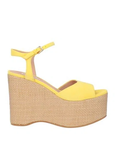 Pollini Woman Espadrilles Yellow Size 10 Leather