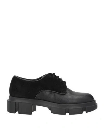 Pollini Woman Lace-up Shoes Black Size 6 Leather