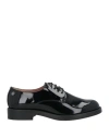 Pollini Woman Lace-up Shoes Black Size 7 Leather In Black