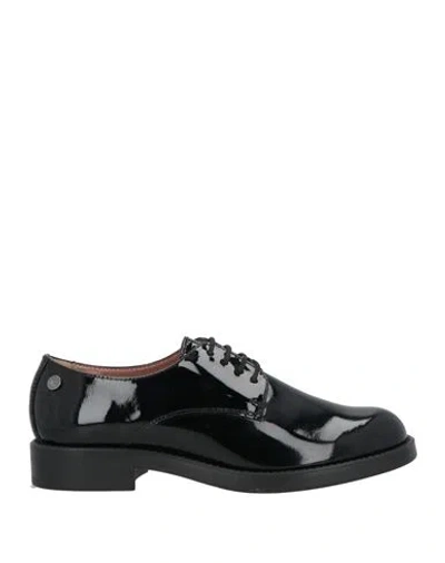 Pollini Woman Lace-up Shoes Black Size 7 Leather