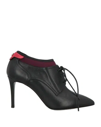 Pollini Woman Lace-up Shoes Black Size 7 Leather