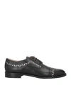 Pollini Woman Lace-up Shoes Black Size 8 Calfskin