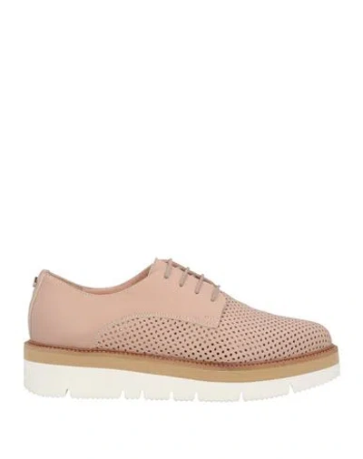 Pollini Woman Lace-up Shoes Blush Size 7 Leather In Pink