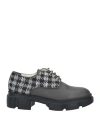 Pollini Woman Lace-up Shoes Charcoal Size 8 Leather, Textile Fibers In Grey