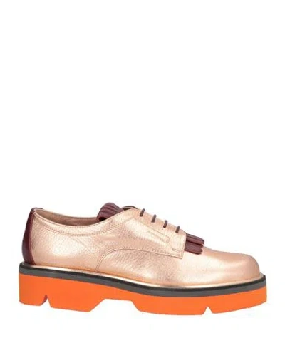 Pollini Woman Lace-up Shoes Copper Size 7 Leather