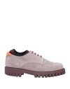 Pollini Woman Lace-up Shoes Grey Size 5 Calfskin, Textile Fibers