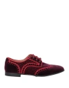 Pollini Woman Lace-up Shoes Plum Size 7 Textile Fibers In Purple