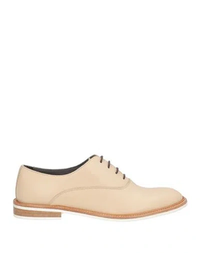 Pollini Woman Lace-up Shoes Beige Size 7 Calfskin In Nude