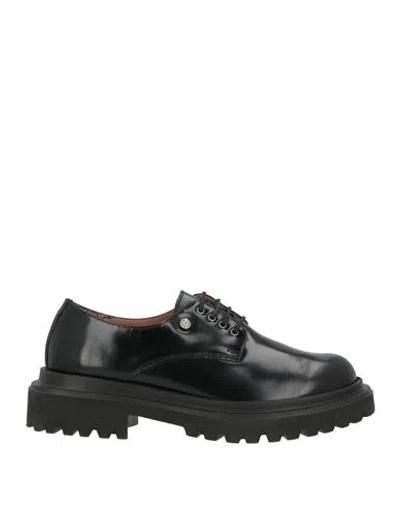 Pollini Woman Lace-up Shoes Black Size 8 Calfskin