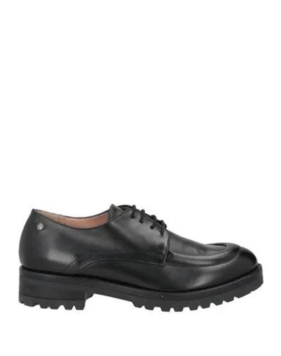 Pollini Woman Lace-up Shoes Black Size 8 Calfskin