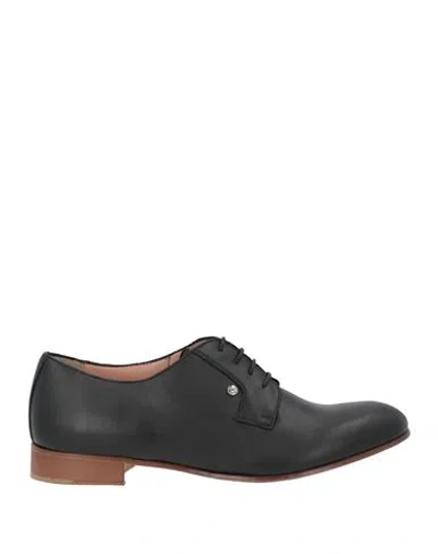Pollini Woman Lace-up Shoes Black Size 8.5 Calfskin