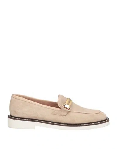 Pollini Woman Loafers Beige Size 8 Leather
